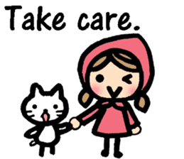 Cute cat and girl in English sticker #8084418
