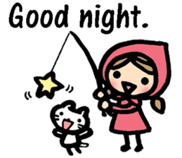 Cute cat and girl in English sticker #8084419