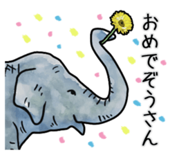 Watercolor elephant sticker sticker #8090750
