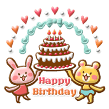 Rabbit & Bear relief sticker (Eng ver.) sticker #8095275