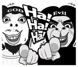 A god, a devil and a ghost.(English) sticker #8113437