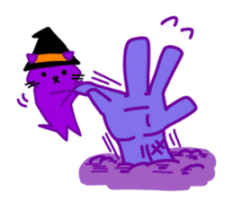 ghost and cat and pumpkin and ,,, sticker #8127950