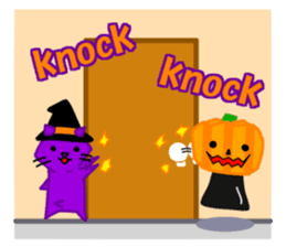 ghost and cat and pumpkin and ,,, sticker #8127956