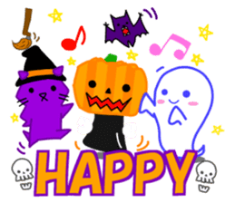 ghost and cat and pumpkin and ,,, sticker #8127960