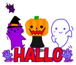 ghost and cat and pumpkin and ,,, sticker #8127961