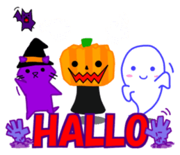 ghost and cat and pumpkin and ,,, sticker #8127961