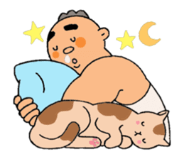 A cat and a charming man. sticker #8133246