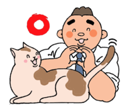 A cat and a charming man. sticker #8133249