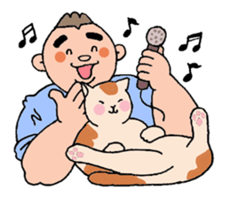 A cat and a charming man. sticker #8133253