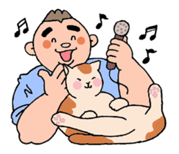 A cat and a charming man. sticker #8133253