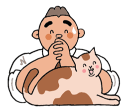 A cat and a charming man. sticker #8133254