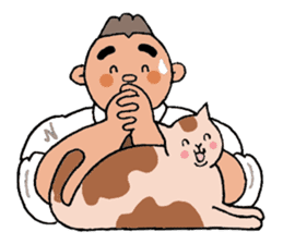 A cat and a charming man. sticker #8133254