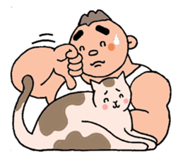 A cat and a charming man. sticker #8133255