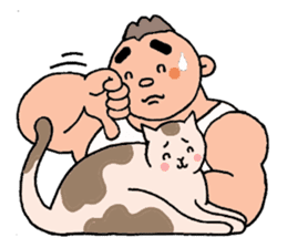 A cat and a charming man. sticker #8133255