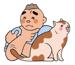 A cat and a charming man. sticker #8133257