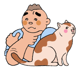 A cat and a charming man. sticker #8133257