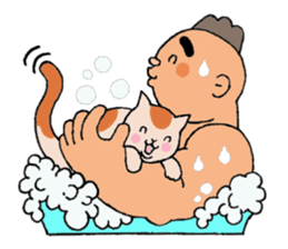 A cat and a charming man. sticker #8133259