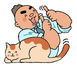 A cat and a charming man. sticker #8133261