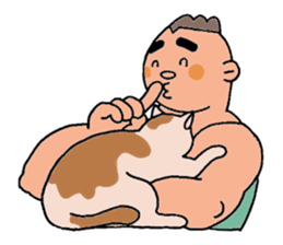 A cat and a charming man. sticker #8133269