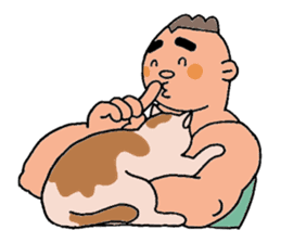 A cat and a charming man. sticker #8133269