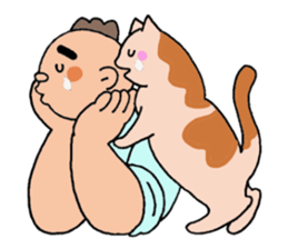 A cat and a charming man. sticker #8133270