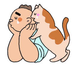 A cat and a charming man. sticker #8133270