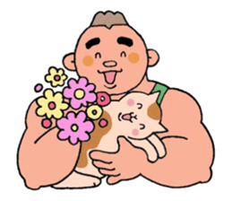 A cat and a charming man. sticker #8133273