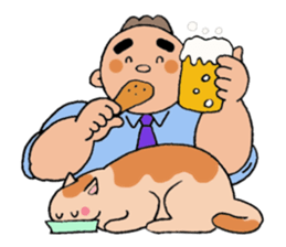 A cat and a charming man. sticker #8133279