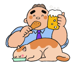 A cat and a charming man. sticker #8133279