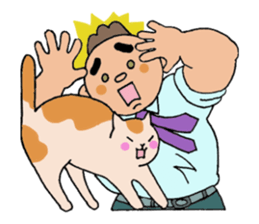 A cat and a charming man. sticker #8133280