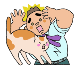 A cat and a charming man. sticker #8133280