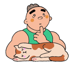 A cat and a charming man. sticker #8133283