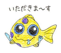 Green spotted pufferfish fuku chan sticker #8154487