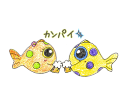 Green spotted pufferfish fuku chan sticker #8154491