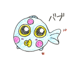 Green spotted pufferfish fuku chan sticker #8154494