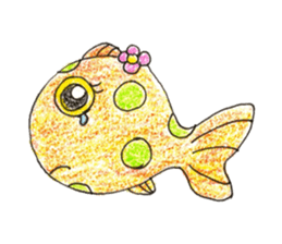 Green spotted pufferfish fuku chan sticker #8154497