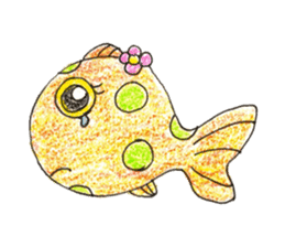 Green spotted pufferfish fuku chan sticker #8154497