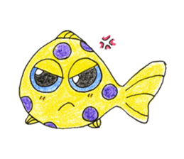 Green spotted pufferfish fuku chan sticker #8154499