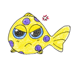 Green spotted pufferfish fuku chan sticker #8154499