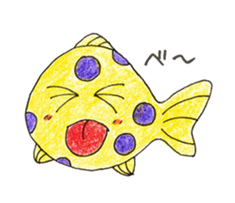 Green spotted pufferfish fuku chan sticker #8154500