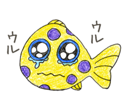 Green spotted pufferfish fuku chan sticker #8154501