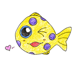 Green spotted pufferfish fuku chan sticker #8154503