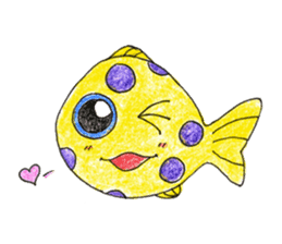 Green spotted pufferfish fuku chan sticker #8154503