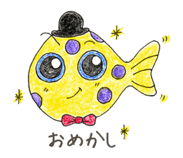 Green spotted pufferfish fuku chan sticker #8154504