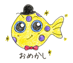Green spotted pufferfish fuku chan sticker #8154504