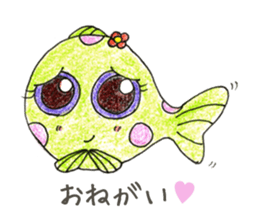 Green spotted pufferfish fuku chan sticker #8154505