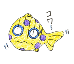 Green spotted pufferfish fuku chan sticker #8154506