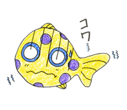 Green spotted pufferfish fuku chan sticker #8154506