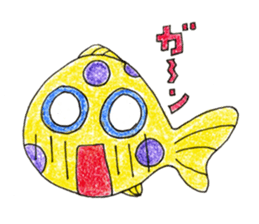 Green spotted pufferfish fuku chan sticker #8154507