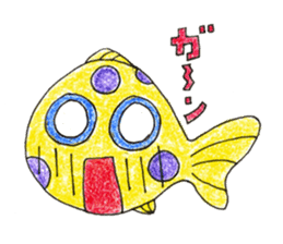 Green spotted pufferfish fuku chan sticker #8154507